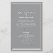Gray White Wedding Script Budget Zeremony Program (Vorderseite)