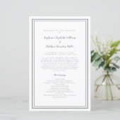 Gray & White Wedding Script Chic Zeremonie Program (Stehend Vorderseite)