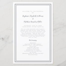 Gray & White Wedding Script Chic Zeremonie Program