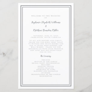 Gray & White Wedding Script Chic Zeremonie Program
