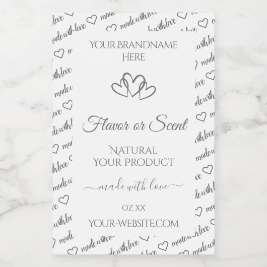 Gray White Word Cloud Product Labels Niedlich Hear Lebensmitteletikett (Einzelnes Label)