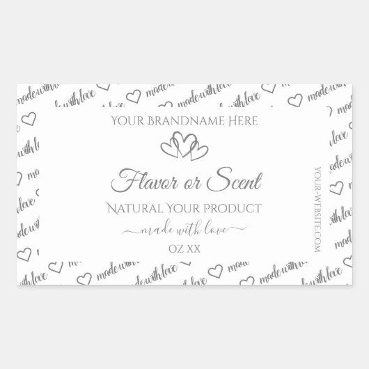 Gray White Word Cloud Product Labels Niedlich Hear Rechteckiger Aufkleber (Vorderseite)