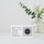 Gray WhZickzack Black Greece Key 3 Monogramm Visitenkarte (Stehend Vorderseite)