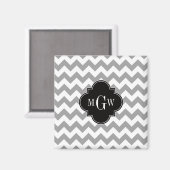 Gray WhZickzack Black Quatrefolie 3 Monogramm Magnet (Vorderseite/Rückseite)