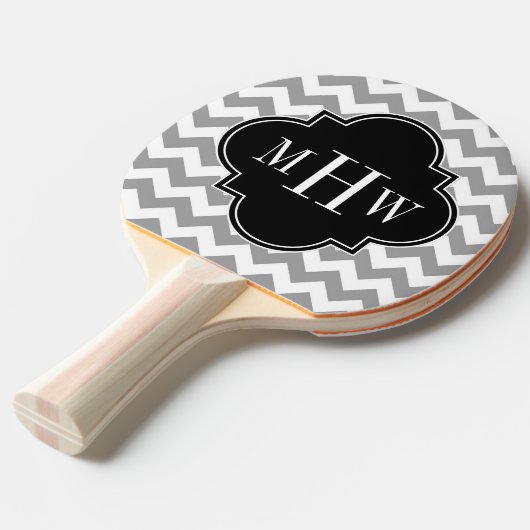 Gray WhZickzack Black Quatrefolie 3 Monogramm Tischtennis Schläger (Vorderseite)
