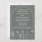Gray Wildblume Bohemisch Arch Wedding Einladung (Vorderseite)