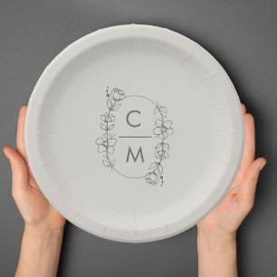 Gray Wildblume Bohemisch Arch Wedding Pappteller