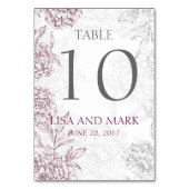 Gray Wine Vintage Wedding Tischnummer (Rückseite)