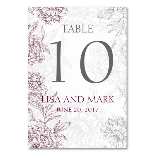 Gray Wine Vintage Wedding Tischnummer (Vorderseite)