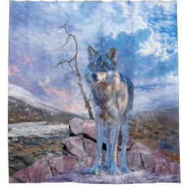 Gray Wolf "ANTWORTEN SIE DIE ANRUFE" Duschvorhang