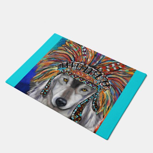 Gray Wolf Art Fußmatte (Schrägansicht)