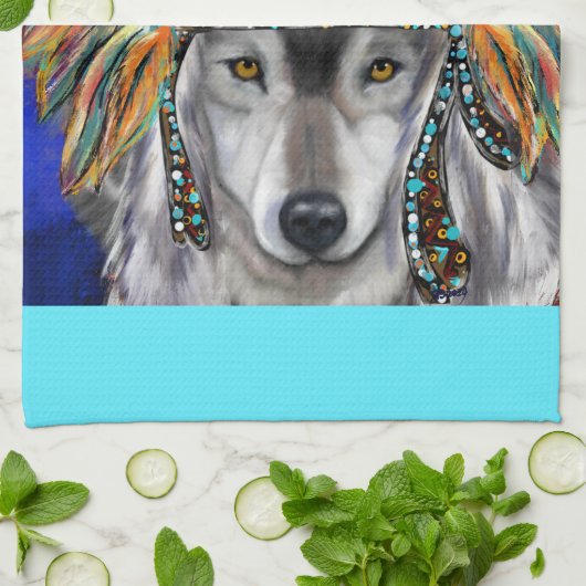 Gray Wolf Art Geschirrtuch (Gefaltet)