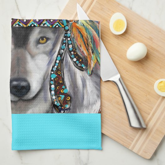 Gray Wolf Art Geschirrtuch (Viertel Falte)