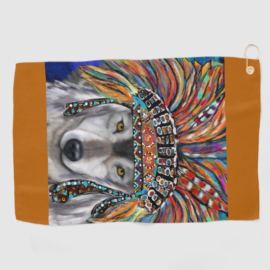 Gray Wolf Art Golfhandtuch (Horizontal)