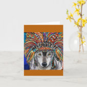 Gray Wolf Art Karte (Gelbe Blume)