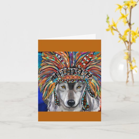 Gray Wolf Art Karte (Gelbe Blume)