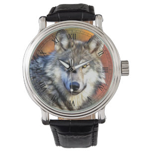 Gray Wolf Art Painting Armbanduhr