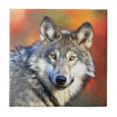 Gray Wolf Art Painting Fliese (Vorderseite)