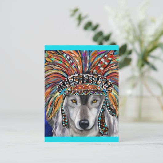 Gray Wolf Art Postkarte (Stehend Vorderseite)