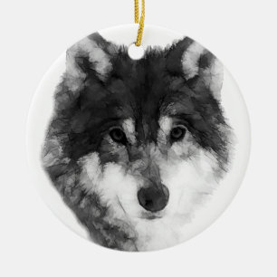 Gray Wolf attraktiv Keramik Ornament