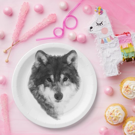 Gray Wolf attraktiv Pappteller (Party)