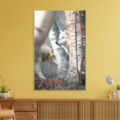 Gray Wolf Behind Tree Leinwanddruck (Insitu (Wohnzimmer))