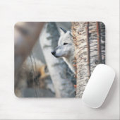 Gray Wolf Behind Tree Mousepad (Mit Mouse)