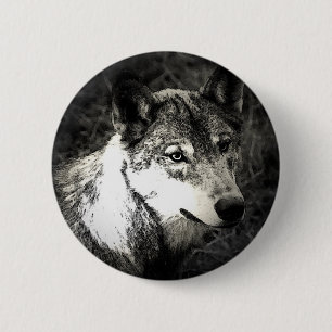 Gray Wolf Button