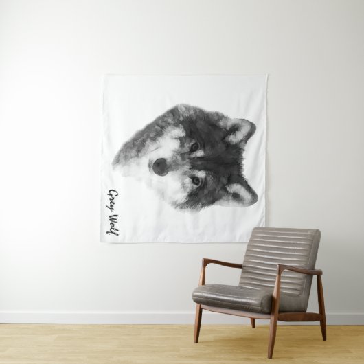 Gray Wolf Charming Wandteppich (Beispiel (Horizontal))