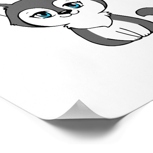 Gray Wolf Chibi-Style Poster (Ecke)