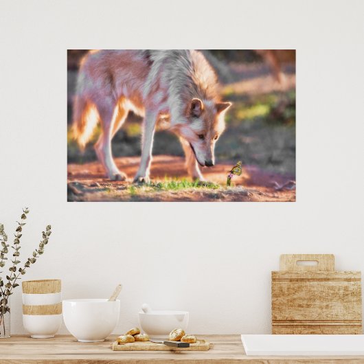 GRAY WOLF COLORFUL ENCOUNTER POSTER (Küche)
