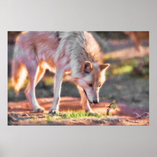 GRAY WOLF COLORFUL ENCOUNTER POSTER
