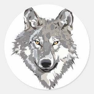 Gray Wolf Design Runder Aufkleber