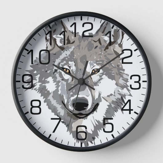 Gray Wolf Design Wanduhr (Vorderseite)
