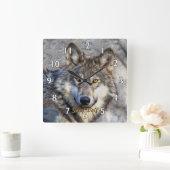 Gray Wolf Dignity Quadratische Wanduhr (Zuhause)