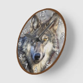 Gray Wolf Dignity Runde Wanduhr (Winkel)