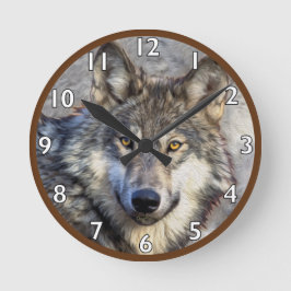 Gray Wolf Dignity Runde Wanduhr