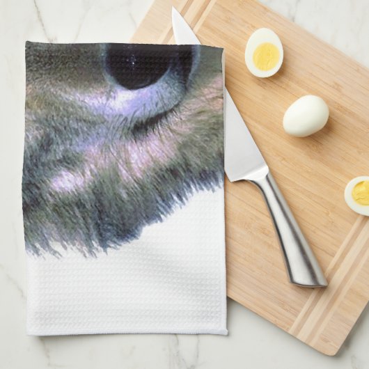 Gray Wolf Eyes Handtuch (Viertel Falte)