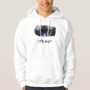 GRAY WOLF EYES "I Am Wolf" Wildlife Art Hoodie