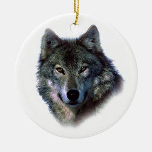 Gray Wolf Eyes Keramik Ornament