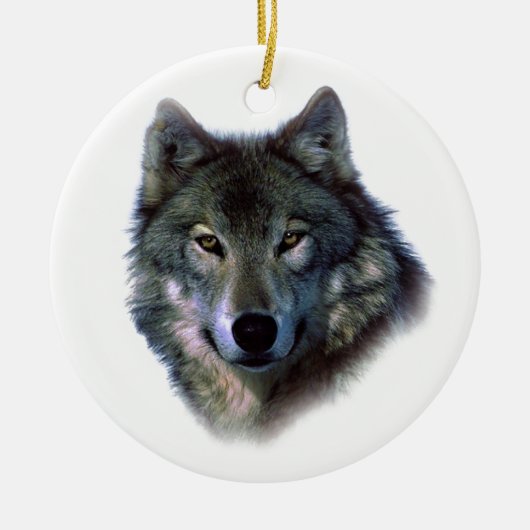 Gray Wolf Eyes Keramik Ornament (Vorne)