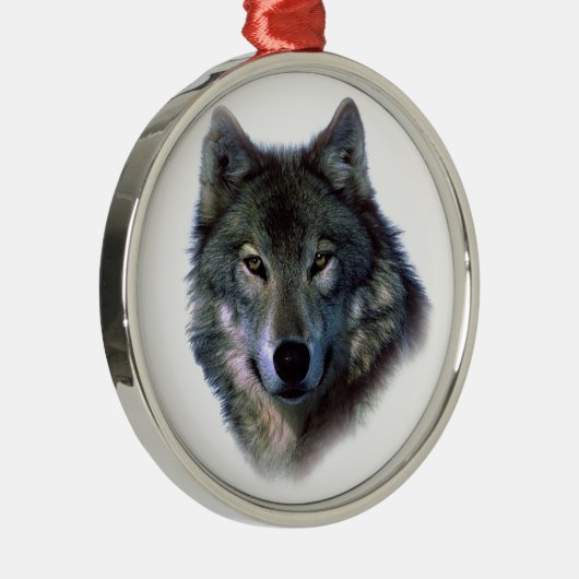 Gray Wolf Eyes Silbernes Ornament (Rechts)