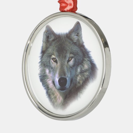 Gray Wolf Eyes Silbernes Ornament (Links)