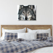 Gray Wolf Eyes Wrapped Canvas Leinwanddruck (Insitu (Schlafzimmer))