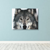 Gray Wolf Eyes Wrapped Canvas Leinwanddruck (Insitu (Holzboden))