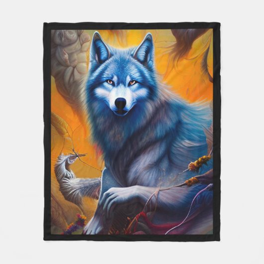 Gray Wolf Fleece Blanket (Vorderseite)