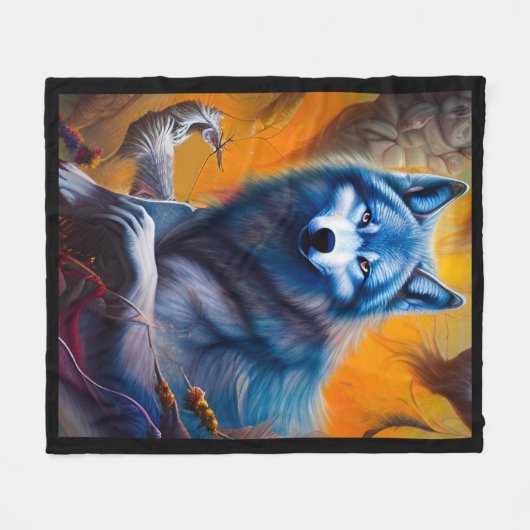 Gray Wolf Fleece Blanket (Vorderseite (Horizontal))