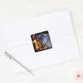 GRAY WOLF & FOREST FIRE Wildlife Supporter Quadratischer Aufkleber (Umschlag)