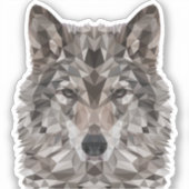 Gray Wolf Geometric Portrait Aufkleber (Vorderseite)