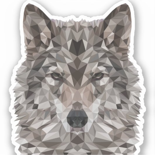 Gray Wolf Geometric Portrait Aufkleber (Vorderseite)